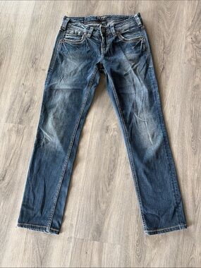 Aiko Distressed Blue Straight Slim Jeans size 25